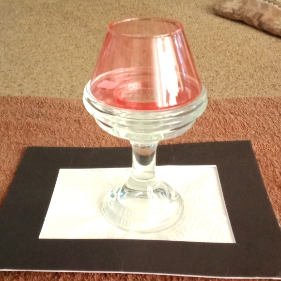 PartyLite candle holder with pink top. - Picture 1 of 2